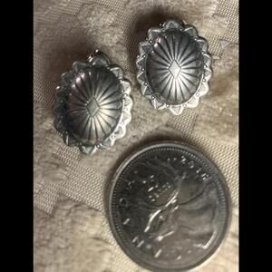 Vintage Western Concho Sterling Silver Decorative Earrings